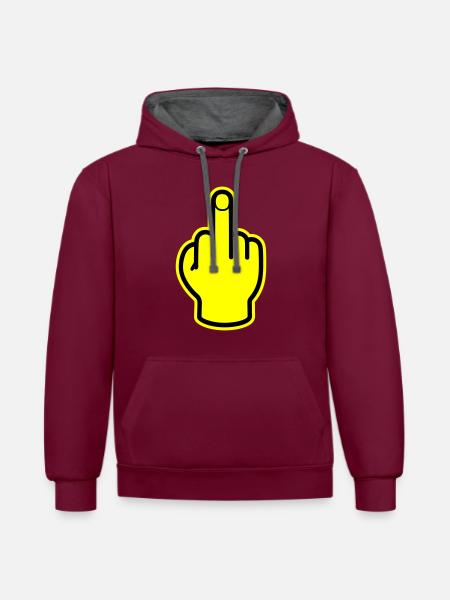 Middle Finger Hand Provocative - Contrast hoodie - burgundy/charcoal