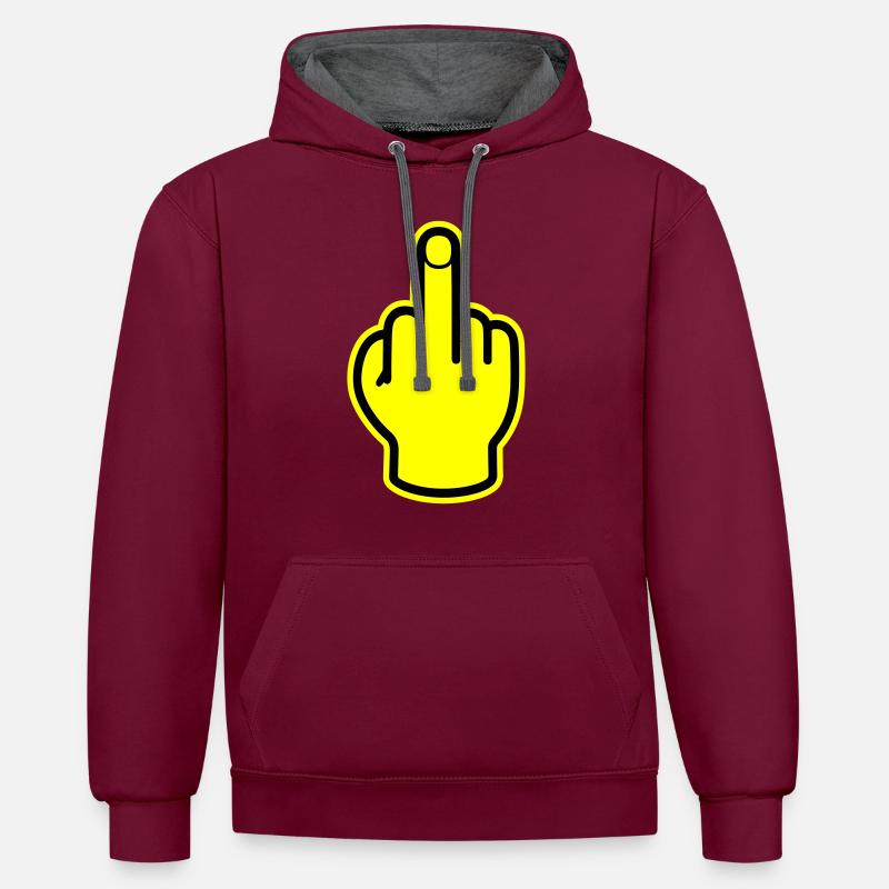 Mittelfinger Hand Provokativ - Kontrast-Hoodie - Weinrot/Anthrazit