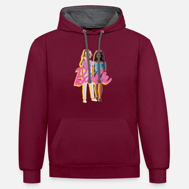 Barbie e Brooklyn con logo - Felpa con cappuccio in contrasto cromatico - rosso cremisi/antracite