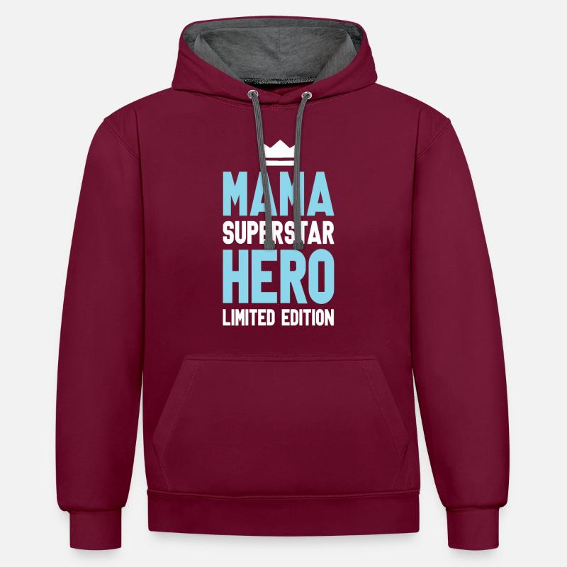 Mama Limited Edition Dicton - Sweat à capuche contrasté - bordeaux/anthracite
