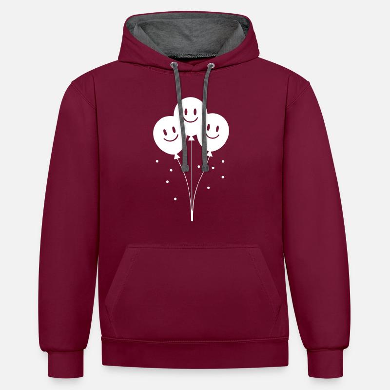 Ballon de bonheur - Sweat à capuche contrasté - bordeaux/anthracite