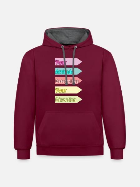 Your Attitude Determines Your Direction - Contrast hoodie - burgundy/charcoal