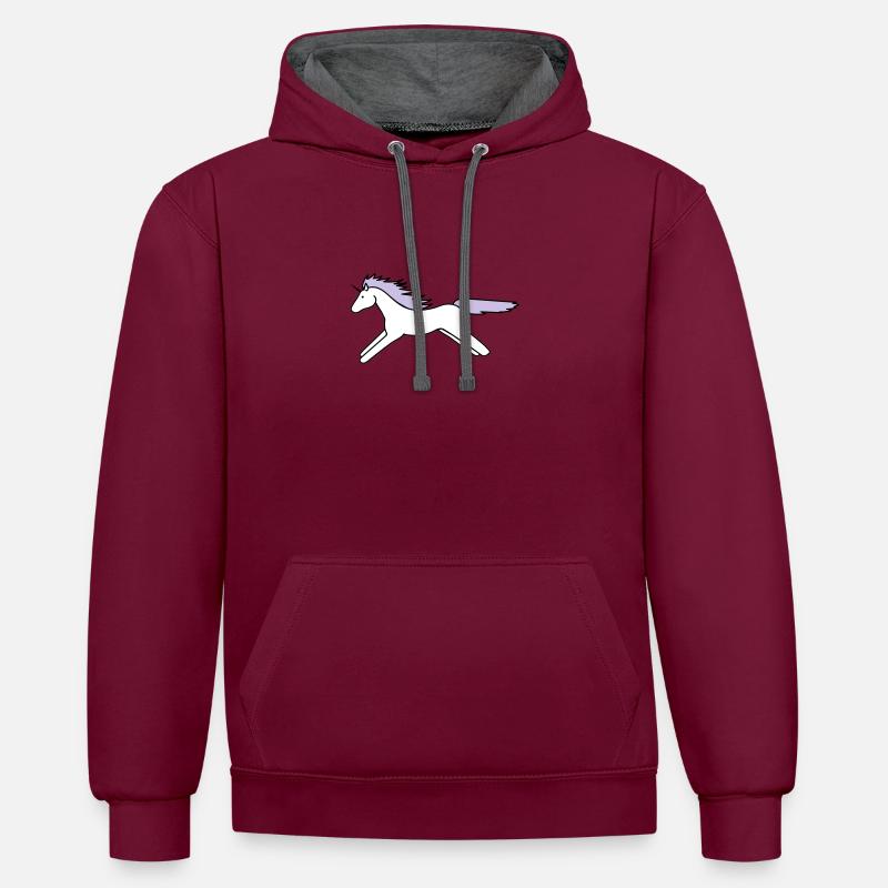 licorne - Sweat à capuche contrasté - bordeaux/anthracite