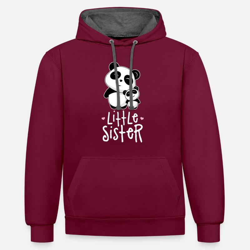 Petite soeur - Sweat à capuche contrasté - bordeaux/anthracite