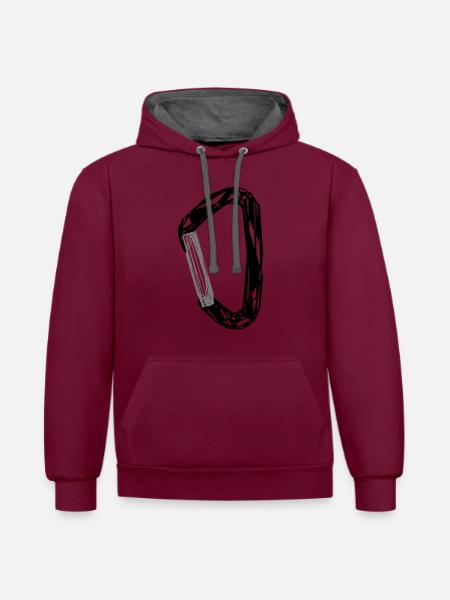 carabine - Sweat à capuche contrasté - bordeaux/anthracite