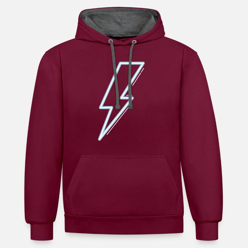 Neon blue flash light - Contrast hoodie - burgundy/charcoal