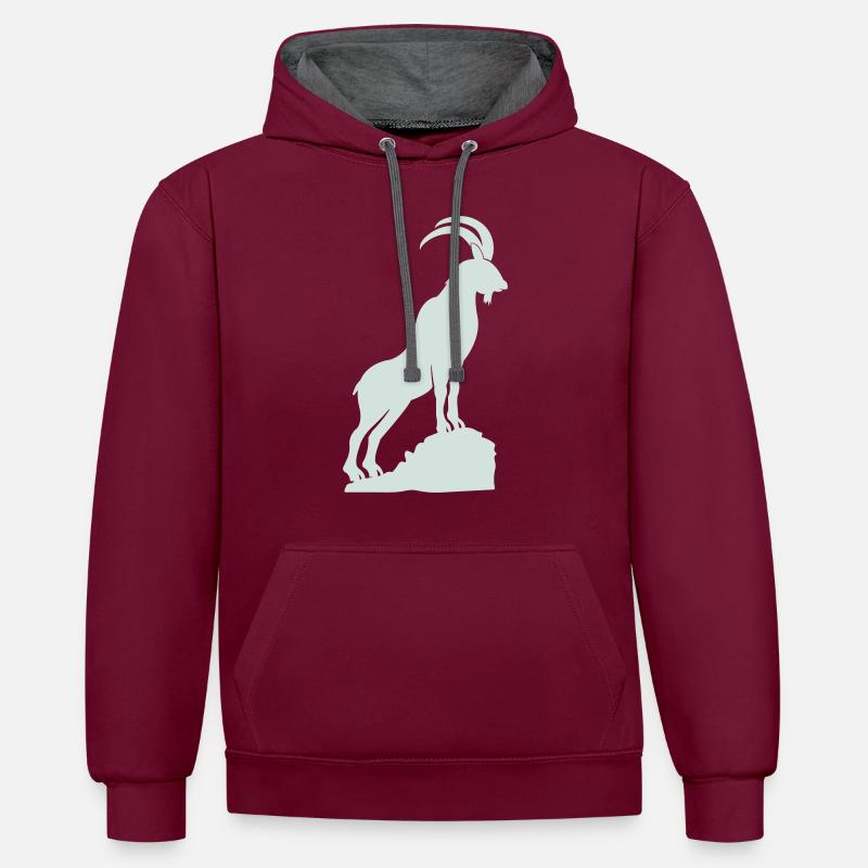 Capricorne 01 - Sweat à capuche contrasté - bordeaux/anthracite
