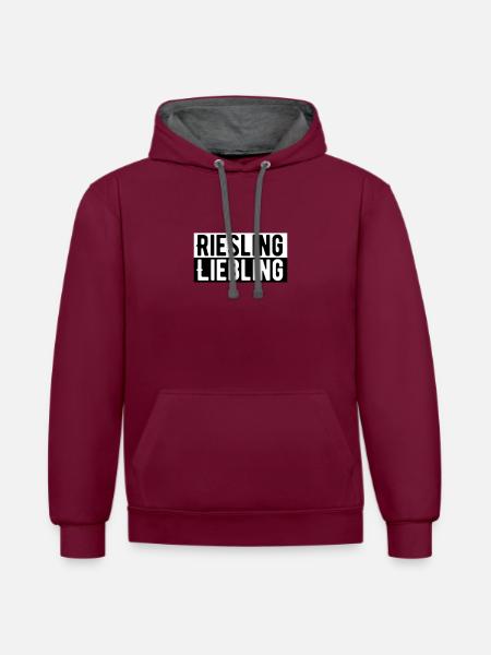 Riesling Liebling - Kontrast-Hoodie - Weinrot/Anthrazit