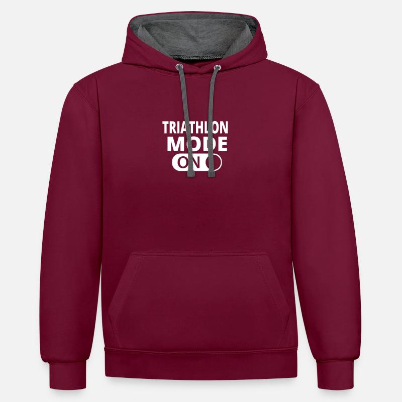 MODE SUR TRIATHLON - Sweat à capuche contrasté - bordeaux/anthracite