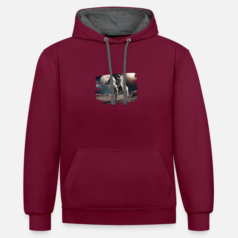 Astronaute à cheval dans l’espace - Sweat à capuche contrasté - bordeaux/anthracite