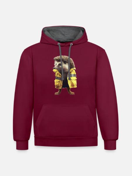Igelsterben muss nicht sein - Kontrast-Hoodie - Weinrot/Anthrazit