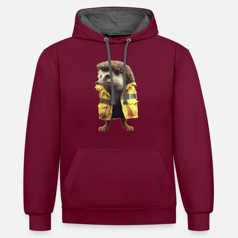 Igelsterben muss nicht sein - Kontrast-Hoodie - Weinrot/Anthrazit