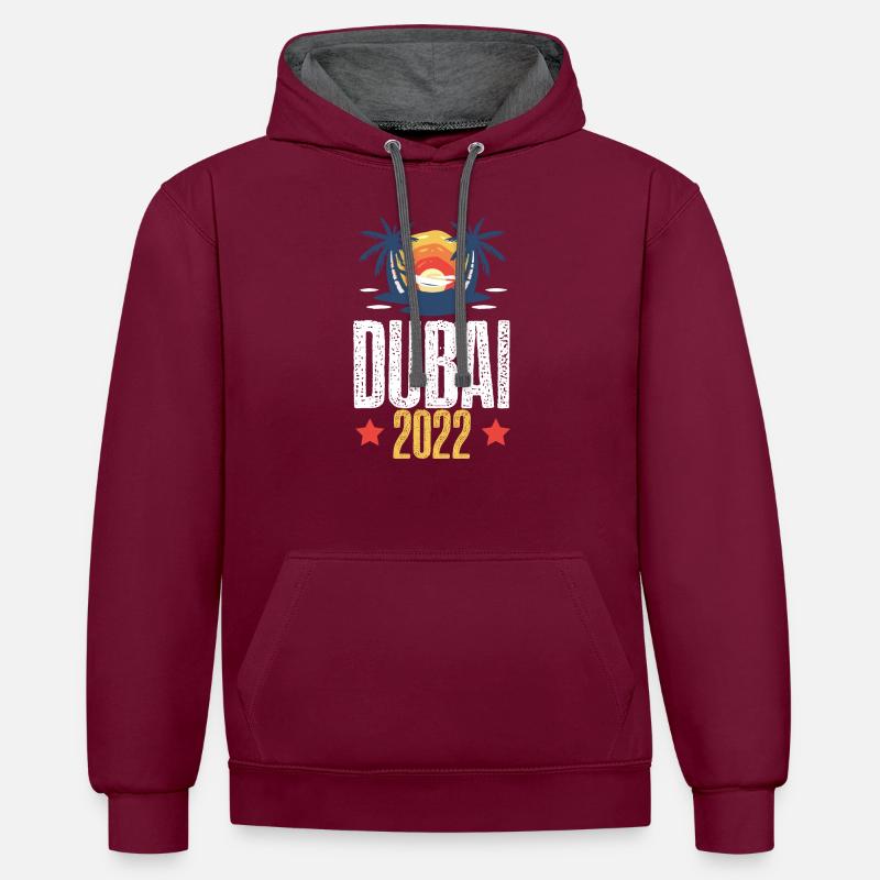Dubaï 2022 - Sweat à capuche contrasté - bordeaux/anthracite