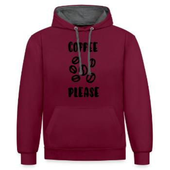 Kaffee bitte - Kontrast-Hoodie - Weinrot/Anthrazit - Vorne - Anna (173cm) & Nico (186cm)