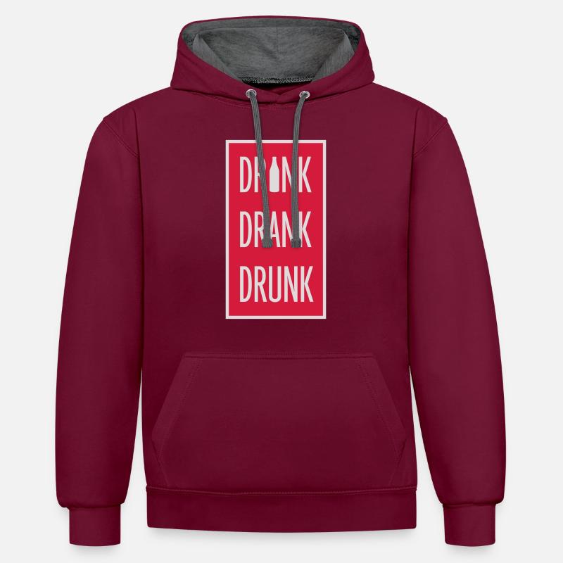 boire bu ivre citation - Sweat à capuche contrasté - bordeaux/anthracite