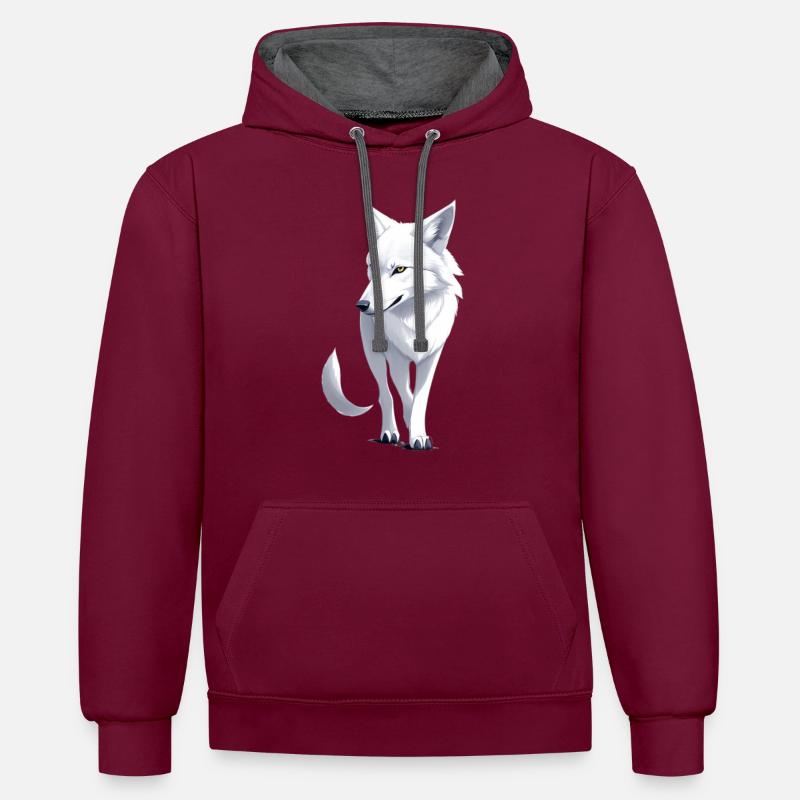 Weißer Wolf - Kontrast-Hoodie - Weinrot/Anthrazit