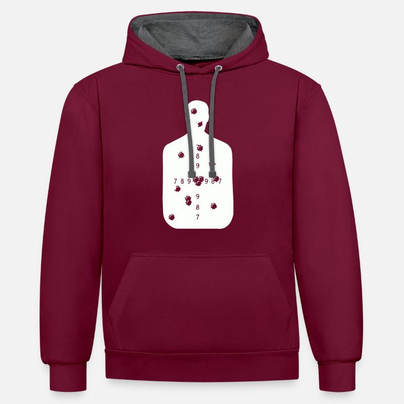 Cible - Sweat à capuche contrasté - bordeaux/anthracite