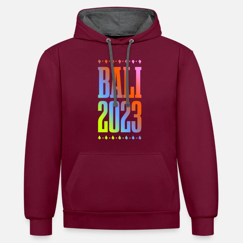 Bali 2023 - Kontrast-Hoodie - Weinrot/Anthrazit