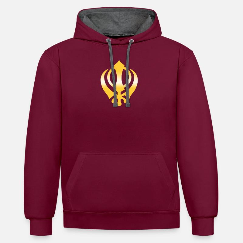 Khanda - Or - Sweat à capuche contrasté - bordeaux/anthracite