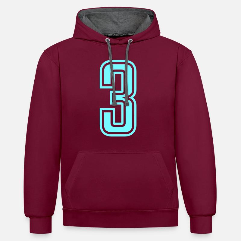 3 - Sweat à capuche contrasté - bordeaux/anthracite