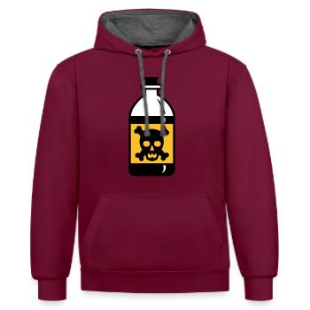 crâne sur flacon empoisonné - Sweat à capuche contrasté - bordeaux/anthracite - Devant - Anna (173cm) & Nico (186cm)