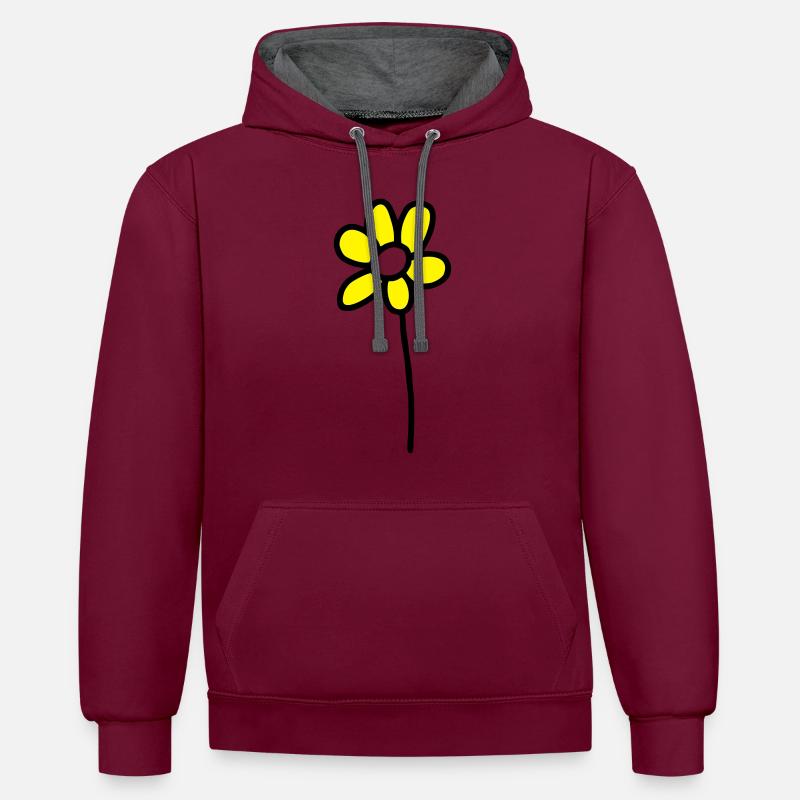 1 fleur - V2 - Sweat à capuche contrasté - bordeaux/anthracite