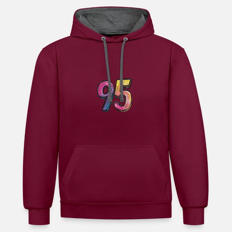Bande dessinée à 95 numéros - Sweat à capuche contrasté - bordeaux/anthracite