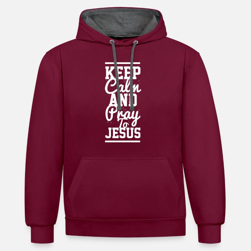 Proverbes chrétiens - Sweat à capuche contrasté - bordeaux/anthracite