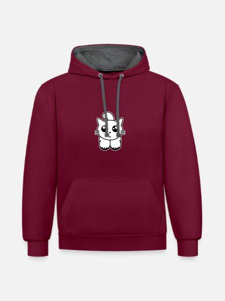 Kitty - Contrast hoodie - burgundy/charcoal