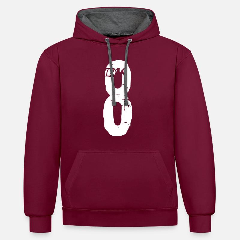 Numéro 8! - Sweat à capuche contrasté - bordeaux/anthracite