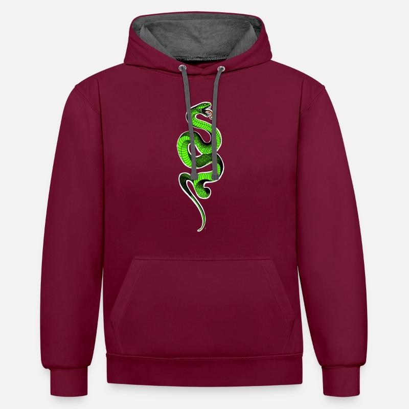 Serpent vert - Sweat à capuche contrasté - bordeaux/anthracite