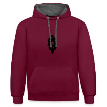 Motorradfahrer - Kontrast-Hoodie - Weinrot/Anthrazit - Vorne - Anna (173cm) & Nico (186cm)