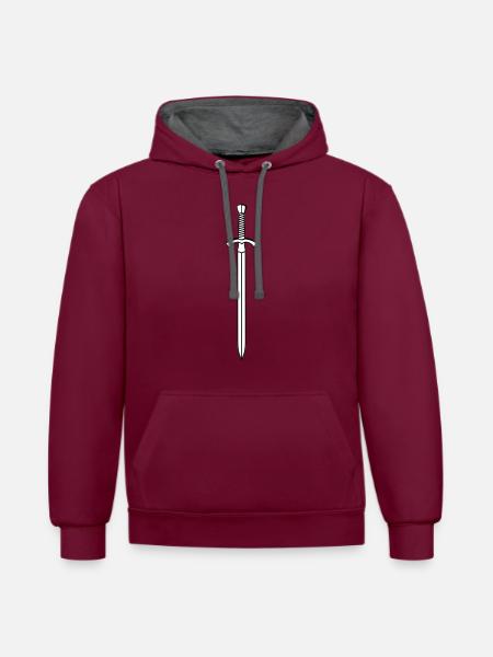 sword - Contrast hoodie - burgundy/charcoal
