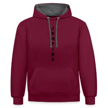 jumping trampoline girl jumping jump gift - Contrast hoodie - burgundy/charcoal - Front - Anna (173cm) & Nico (186cm)