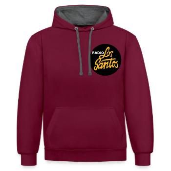 Radio Los Santos couleur noire - Sweat à capuche contrasté - bordeaux/anthracite - Devant - Anna (173cm) & Nico (186cm)