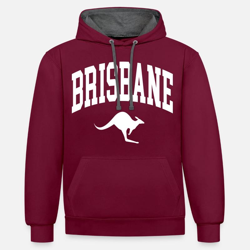 Brisbane - Sweat à capuche contrasté - bordeaux/anthracite