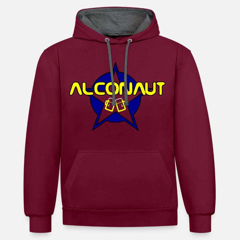 Fête - ALCONAUT B - Sweat à capuche contrasté - bordeaux/anthracite