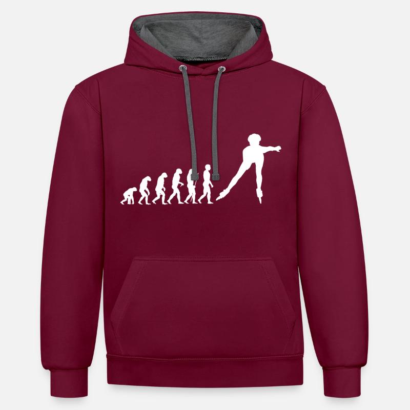 Inline Skater Evolution - Kontrast-Hoodie - Weinrot/Anthrazit