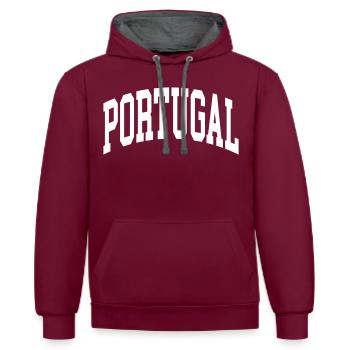 Portugal - Contrast hoodie - burgundy/charcoal - Front - Anna (173cm) & Nico (186cm)