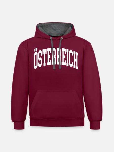 Austria - Contrast hoodie - burgundy/charcoal