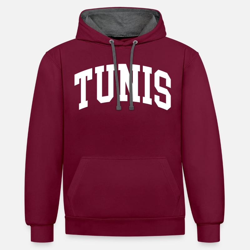 Tunis - Sweat à capuche contrasté - bordeaux/anthracite