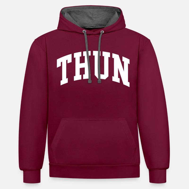 Thon - Sweat à capuche contrasté - bordeaux/anthracite