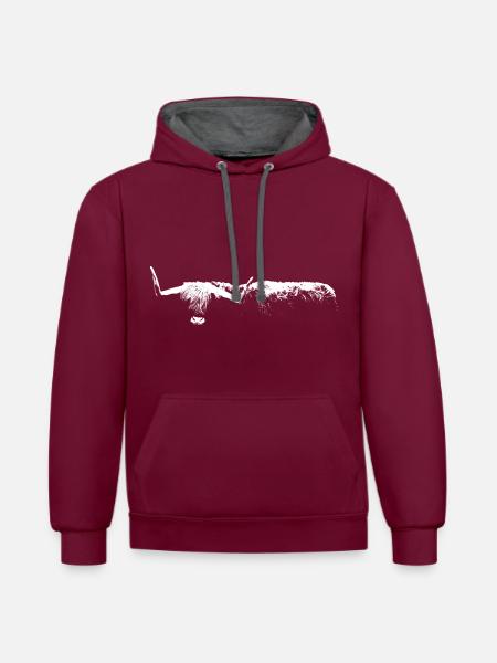 Højlandskvæg / Kvæg / Skotsk højlandskvæg - Kontrast-hoodie - vinrød/antrasit