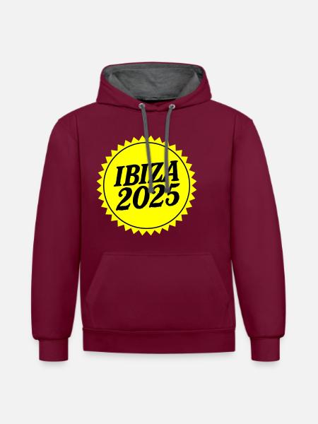 Ibiza 2025 - Contrast hoodie - burgundy/charcoal