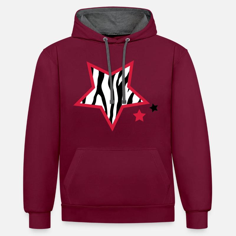 zebrastars - Kontrast-Hoodie - Weinrot/Anthrazit
