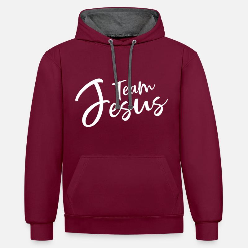 équipe jésus - Sweat à capuche contrasté - bordeaux/anthracite