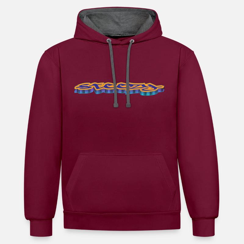 steezy - Sweat à capuche contrasté - bordeaux/anthracite