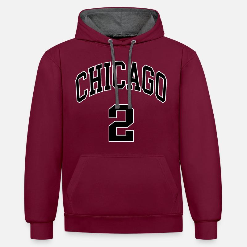 Chicago 2 - Sweat à capuche contrasté - bordeaux/anthracite