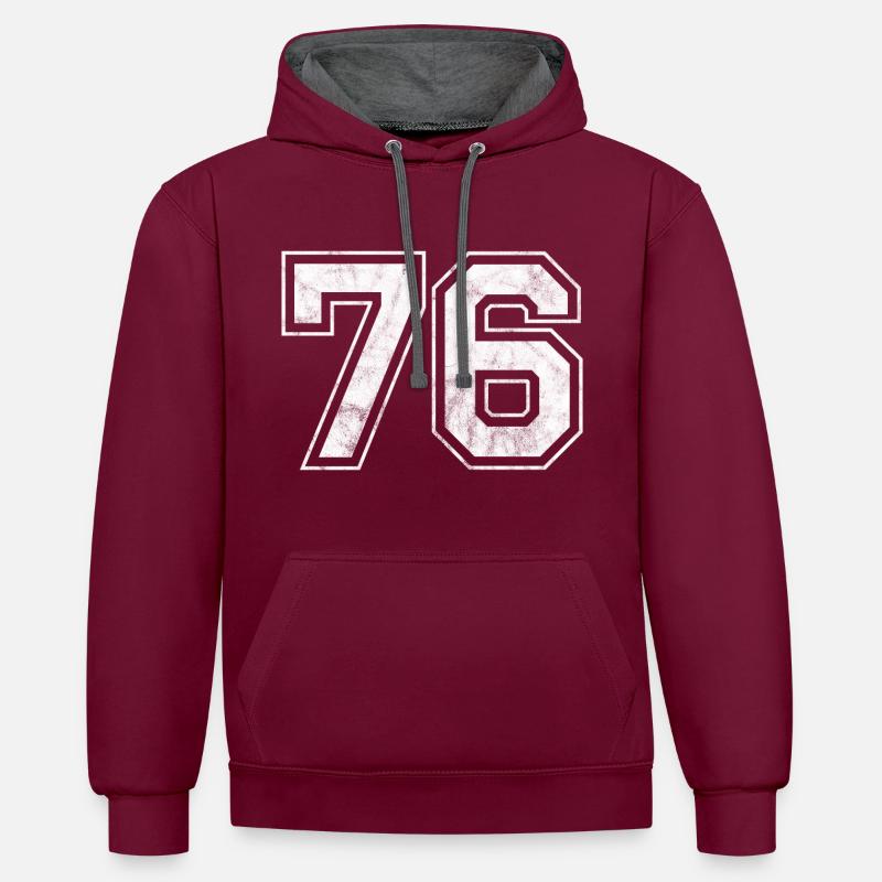 Numéro 76 - Sweat à capuche contrasté - bordeaux/anthracite