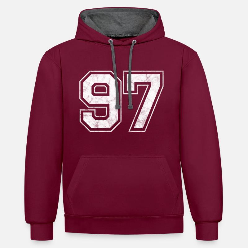 Numéro 97 - Sweat à capuche contrasté - bordeaux/anthracite